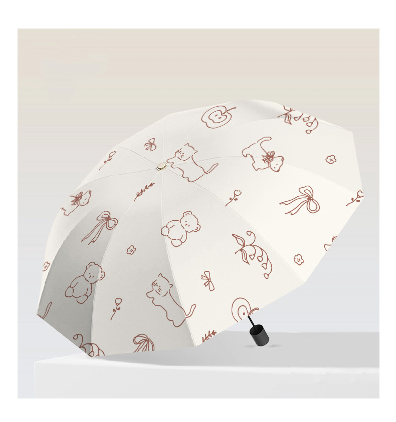雨伞微笑熊专用晴雨两用防晒遮阳太阳伞自动学生INS风简约创意伞详情10