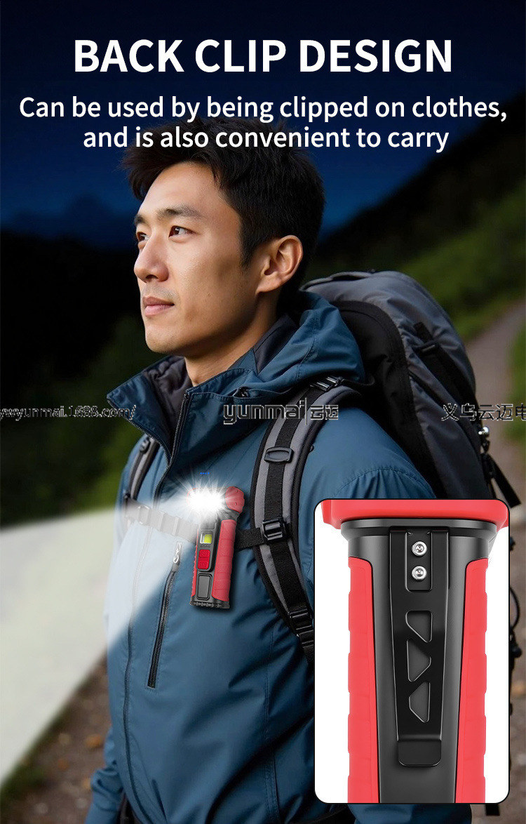 跨境新款COB工作灯磁吸带笔夹多功能强光应急手电筒检修提灯手提式照明工具详情11