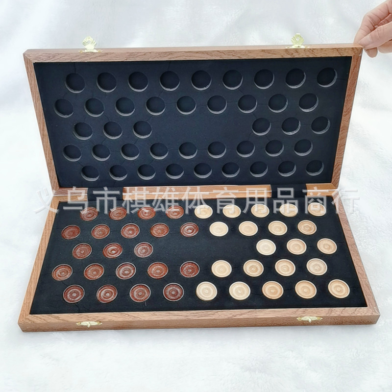 Wooden 64-square and 100-square international Draughts, beech jumping pieces, redwood chessboard, 2 extra spare pieces, beech pieces pic 2