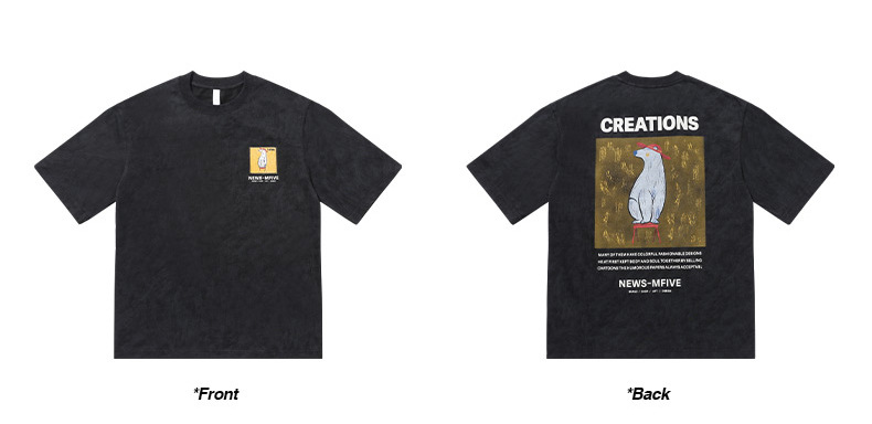 ALLIN 卡通印花短袖T恤男夏季美式重磅宽松百搭圆领五分半袖上衣详情33