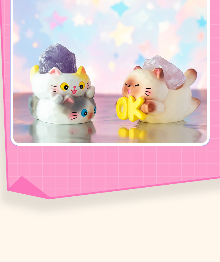Miao Qu Crystal Blind Box Cartoon Cute and adorable cat desktop display gift, gift resin display blind box wholesale pic 22