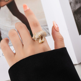 新款高级感珍珠锆石开口戒指复古优雅独特食指戒可调节精致指环圈详情6