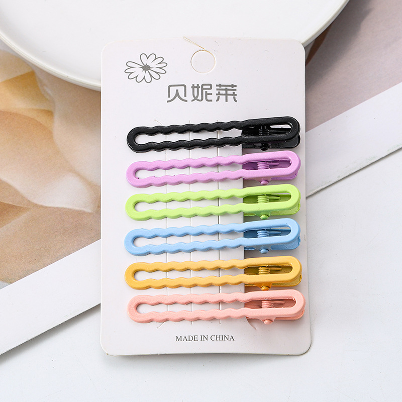 ins风糖果色发夹一字发卡几何边夹刘海夹鸭嘴夹磨砂头饰发饰新款详情7