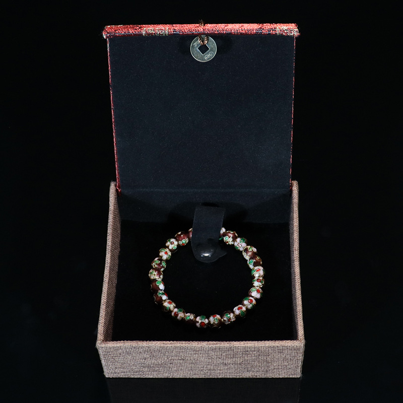 Beijing Cloisonne classical ethnic style jewelry, cloisonne enamel filigree silver blue round bead bracelet pic 22
