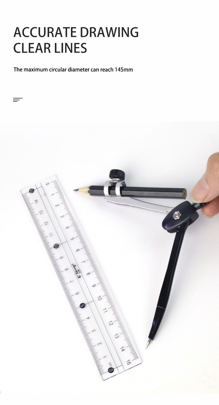 Yalong Cross-border Classical 7-in-1 Student Metal Compass Set, Zinc Alloy material compass Geometric Drawing Tool for use pic 4
