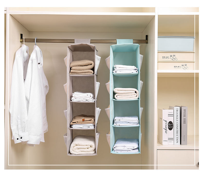 Wardrobe storage hanging bag, three-dimensional hanging multi-functional bag, clothing storage bag, fabric underwear organizing hanging bag pic 15