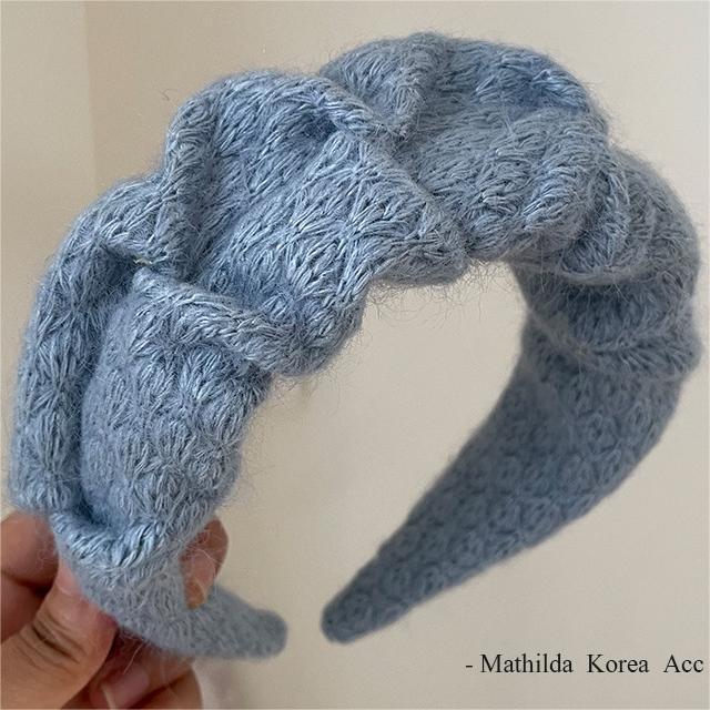 气质港风！秋季高颅顶克莱因蓝女式毛绒毛线发箍法式发饰发带头箍详情5