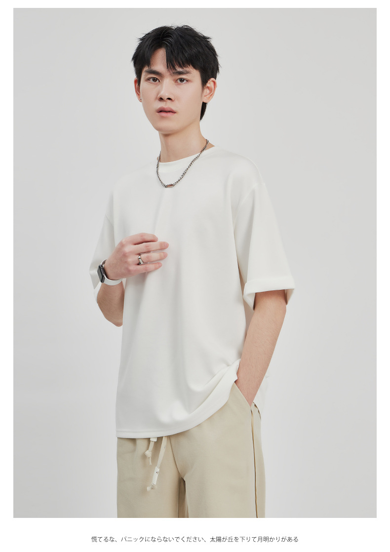 APO男装|潮流垂感针织T恤男士2025春夏新款纯色宽松休闲短袖上衣详情16