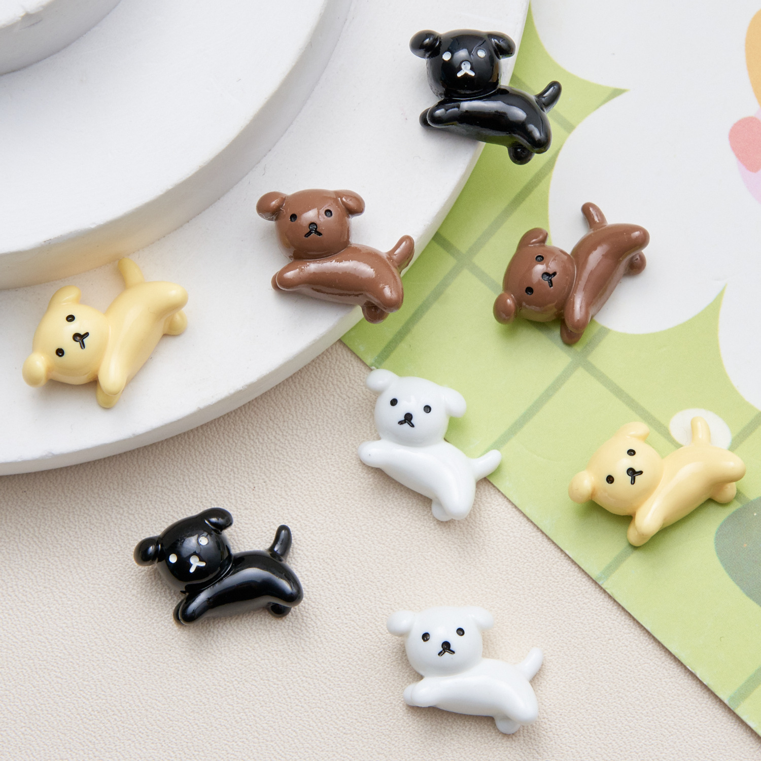四色迷你小狗新款奶油胶树脂配件高级感发卡diy食玩手机壳冰箱贴详情6