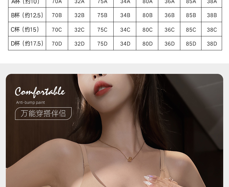 2025新款女士夏季薄款背心式小胸聚拢防下垂无痕内衣 粉底液无痕文胸 隐形文胸轻盈透气详情3