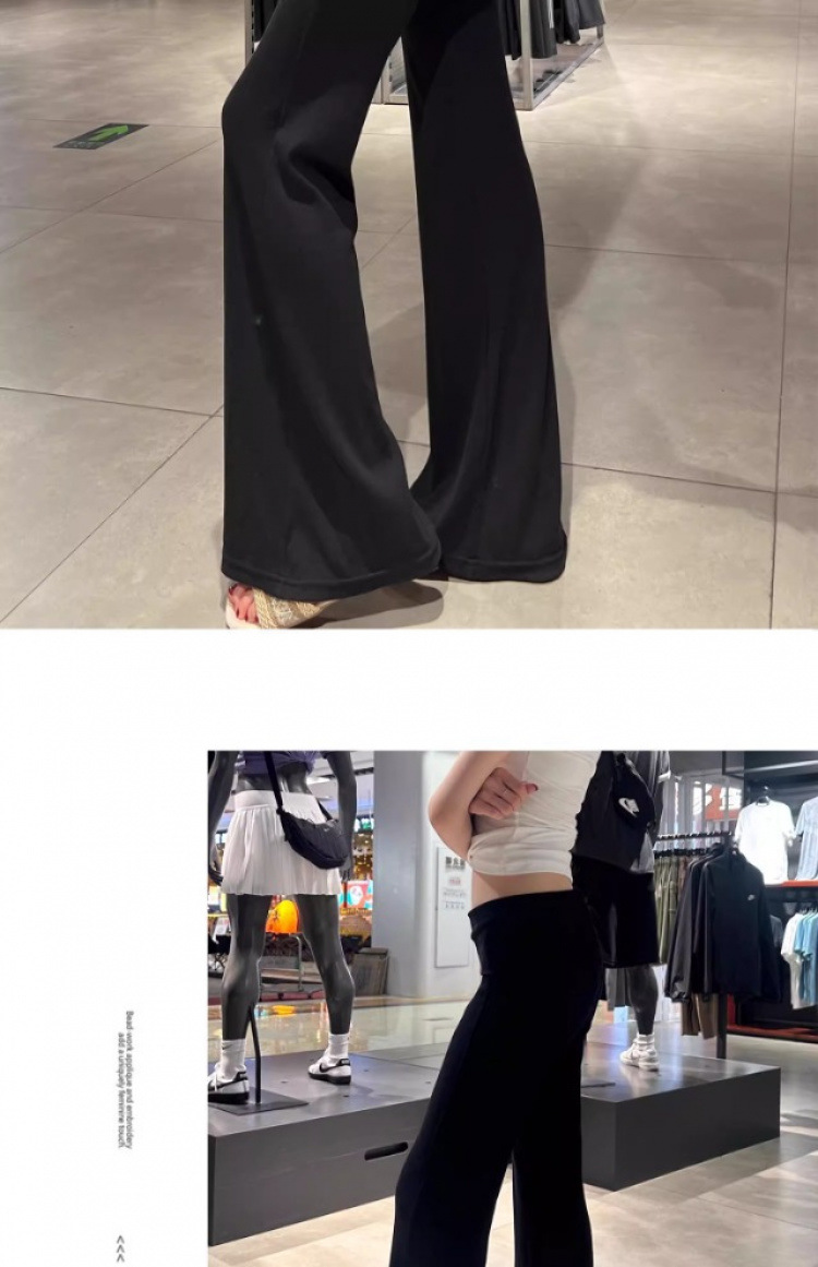 灰色翻腰微喇叭裤女夏季薄款垂感裸感云朵裤小个子显瘦休闲运动裤详情18