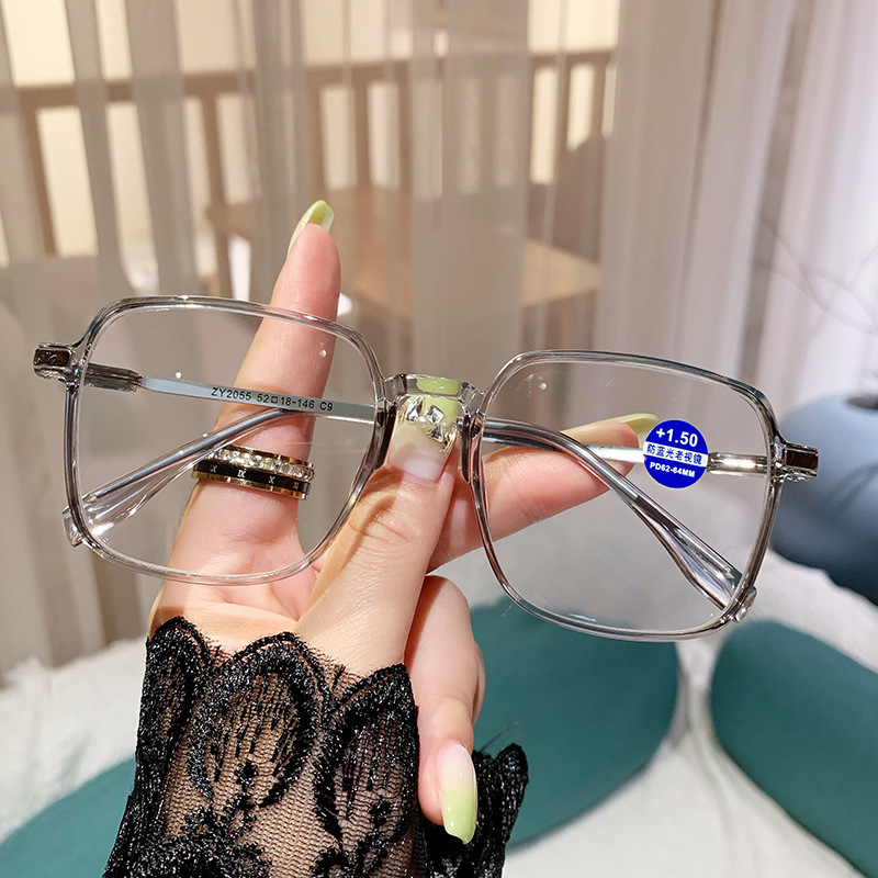 防蓝光老花镜女网红时尚潮款年轻老花眼镜高清大框老光眼镜成品男详情11