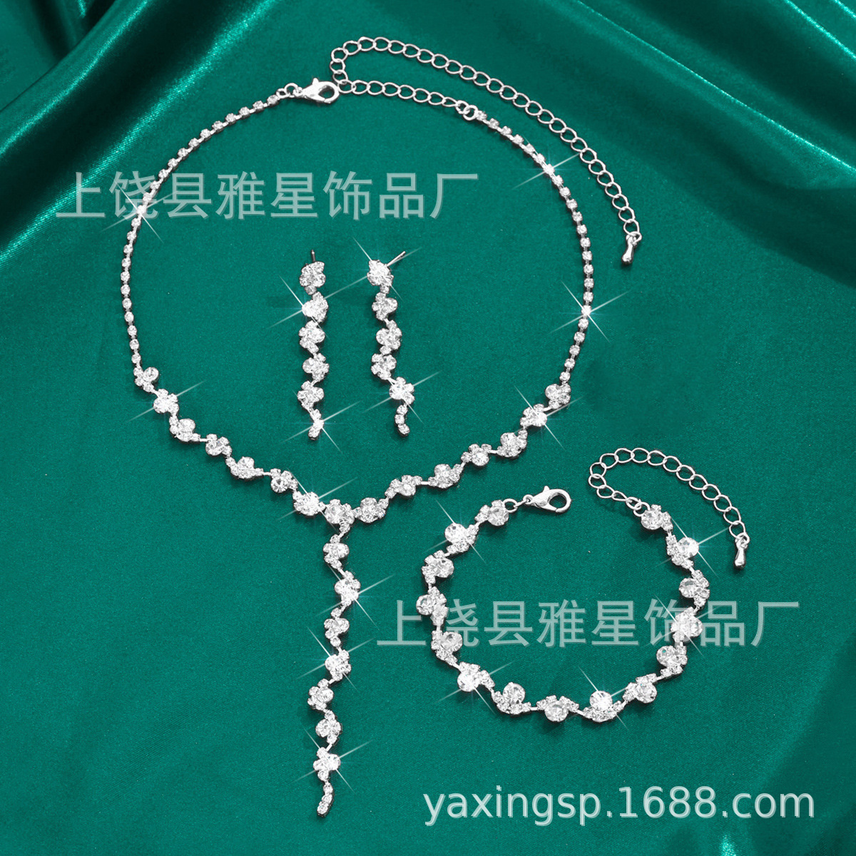Nuevo producto explosiva novia europa y Estados Unidos cross-border jewelry wholesale/brilliant strass zircon angel tears drop collar ears pic 19