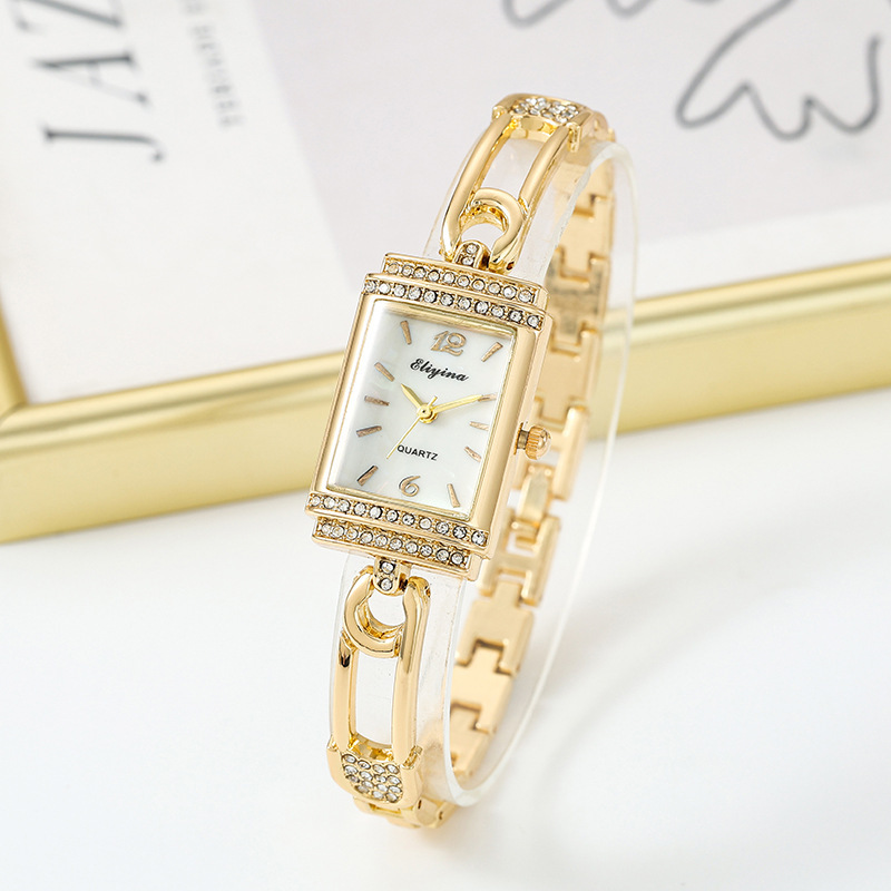 跨境新款小众高级感手链表女款时尚腕表轻奢镶钻方形女士手表石英详情3