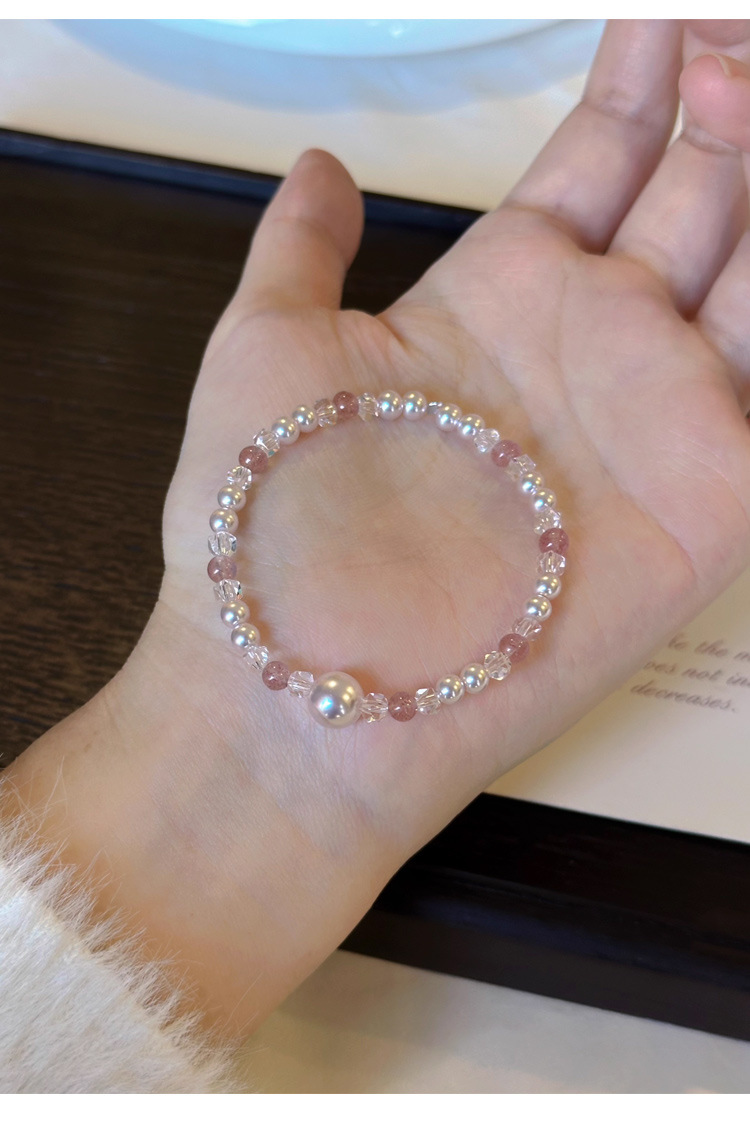 曼塔玫瑰草莓晶珍珠手链轻奢高级感手串女不掉色水晶串珠手饰批发详情4