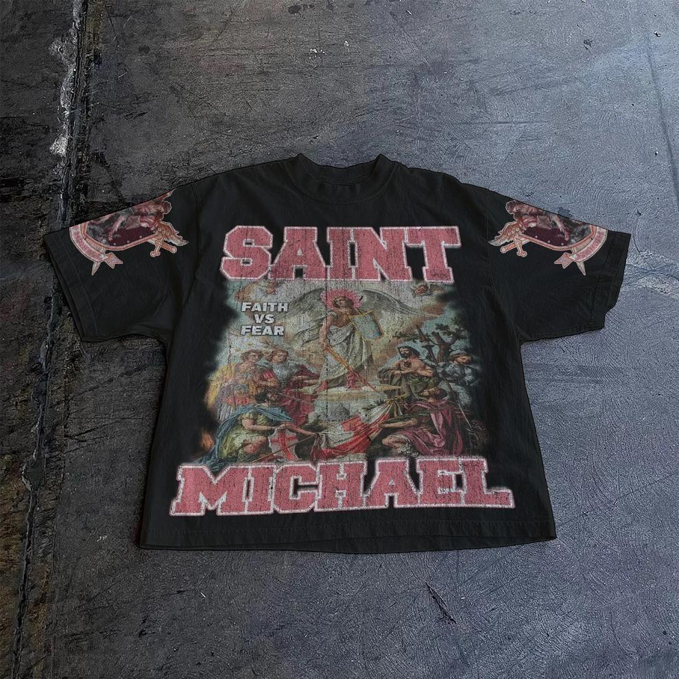 2026 Cross-border street classic printed T-shirts for men, loose T-shirts for men and women, hip-hop street printed T-shirts for couples pic 9