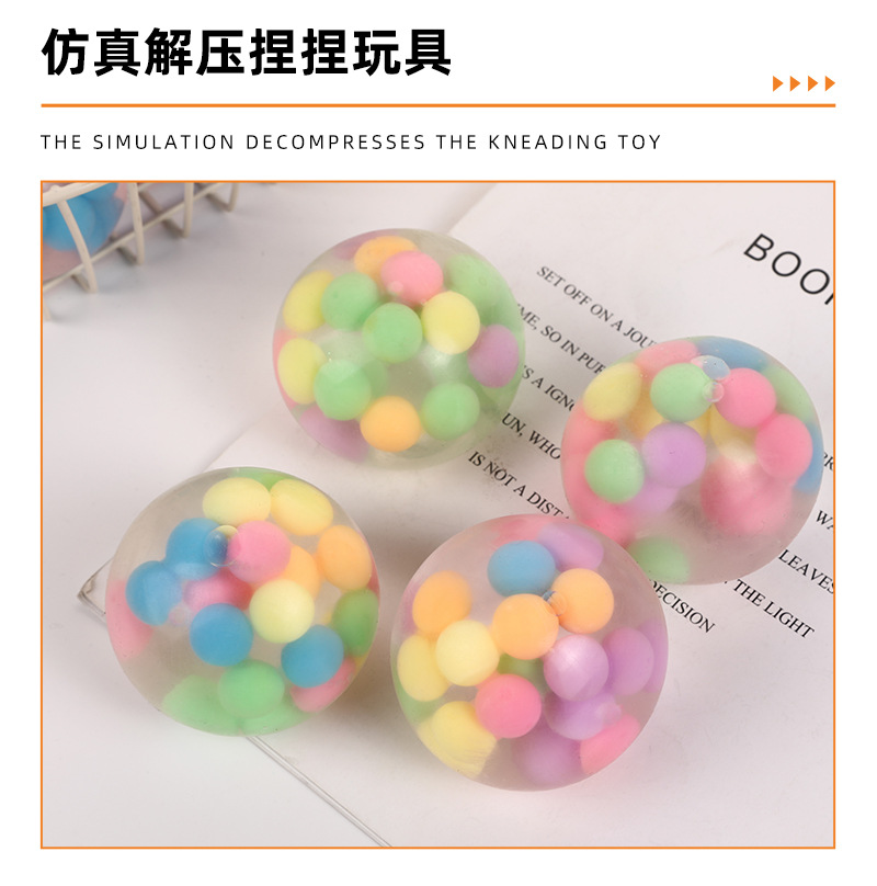 新款七彩珠创意捏捏乐缓解压力塑胶解压玩具出气发泄手捏小葡萄球详情4
