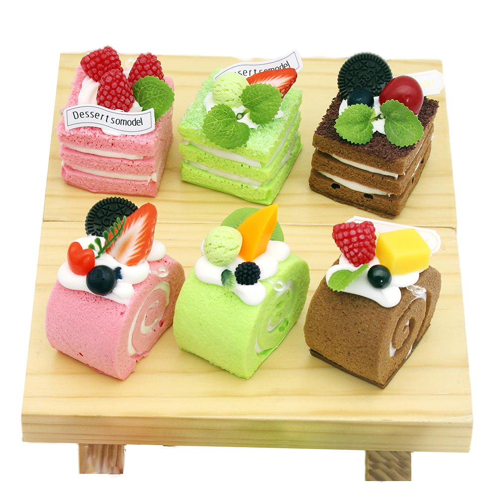 创意水果蛋卷瑞士卷模型多款方形圆形三角条形家居摆件过家家玩具糕点点心食品酒水详情3