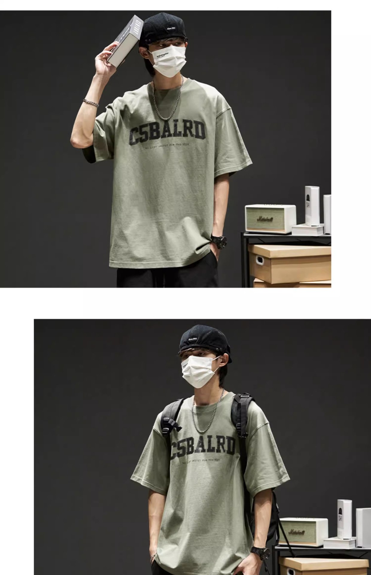 定制吉尔吉斯塔吉克斯坦宽松字母印花半袖重磅新款休闲短袖潮流详情6