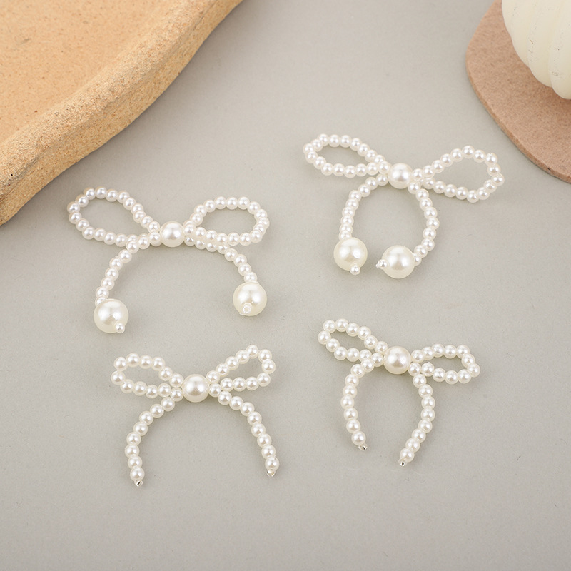 Factory direct sales of pearl bow accessories, retro imitation pearl knots, handcrafted beaded socks, hats and DIY accessories pic 5