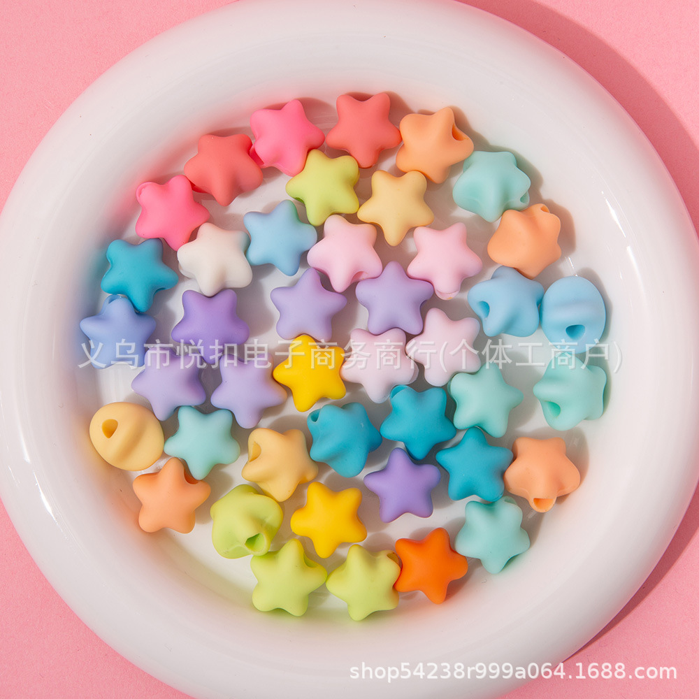 马卡龙色五角星直孔散珠串珠diy手机链钥匙扣材料配件五角星珠详情6