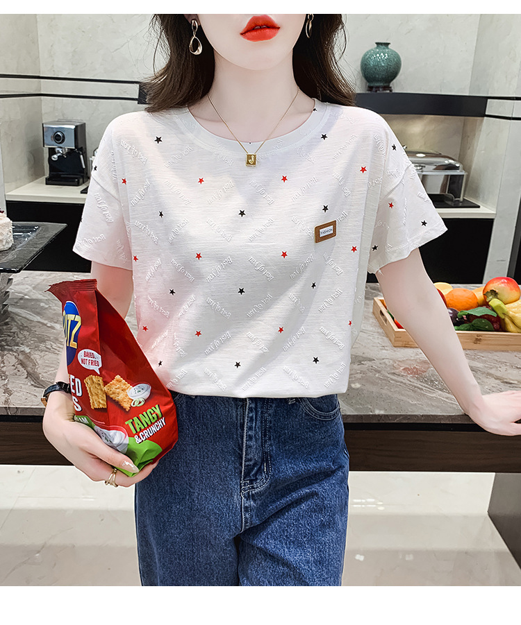 夏季女士正肩短袖t恤新款宽松大码胖mm白色半袖体恤上衣夏装ins潮详情7
