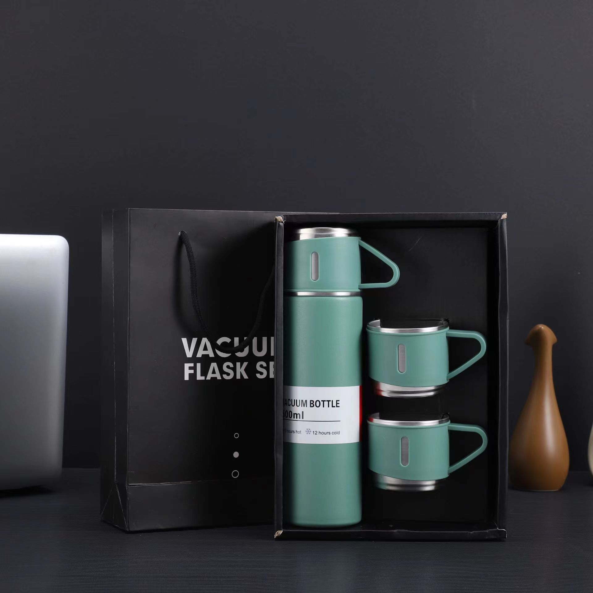 商务杯304不锈钢保温杯套装便携直杯一杯三盖水杯高档礼盒套装详情6