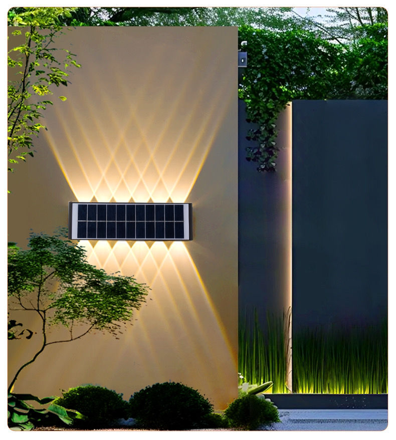 太阳能洗墙壁灯户外防水太阳能庭院灯别墅感应上下发光室外庭院灯详情16