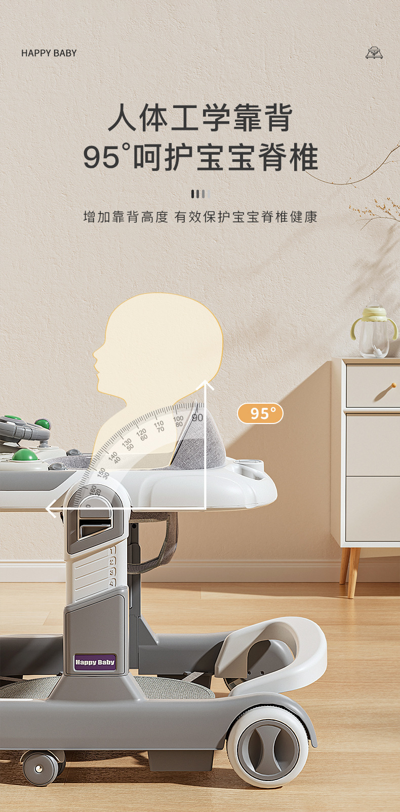 2024婴儿学步车防O型腿多功能防侧翻手推男女孩宝宝三合一助步车详情9