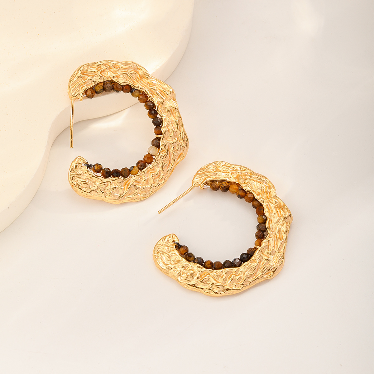 娜莎异域度假系列肌理感绿松石淡水珍珠耳环轻奢高级感耳环不掉色详情11