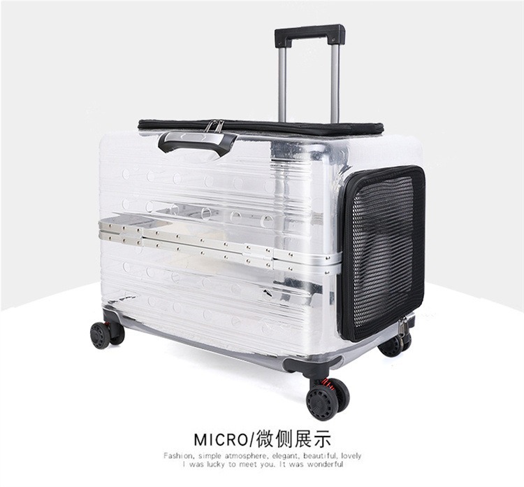 Large dog pet trolley case, large-capacity outboard case, portable fully transparent pet aviation case, cat takeout case pic 17