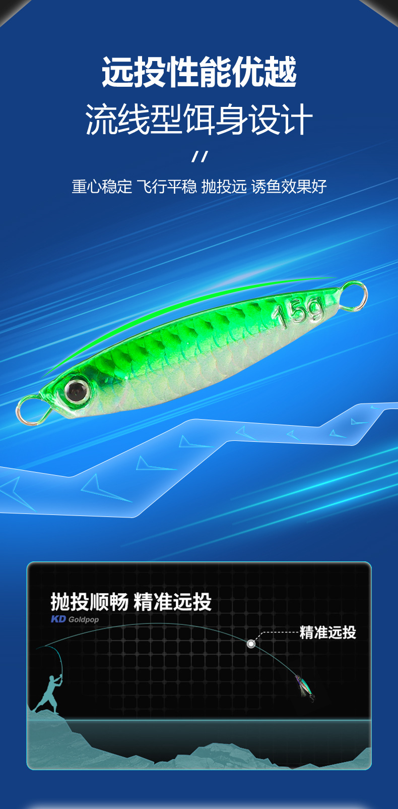 Blue knife long-range cast iron plate lure Black diamond three-book hook freshwater sea fishing fake bionic lure lead fish wholesale pic 4