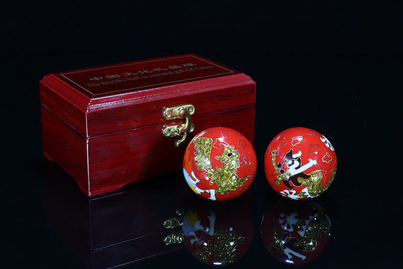Premium gift box set of Beijing Cloisonne handball outer craft cultural gift Cloisonne low-temperature fitness ball pic 6