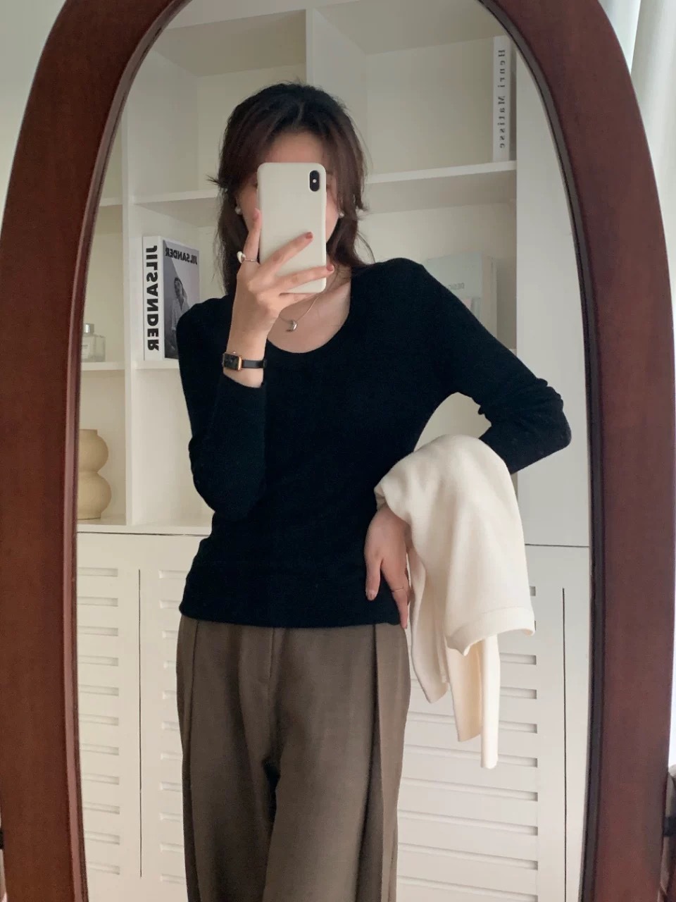 早秋新款100羊毛U领韩系纯色时尚简约针织弹力打底衫百搭女毛衣潮详情27