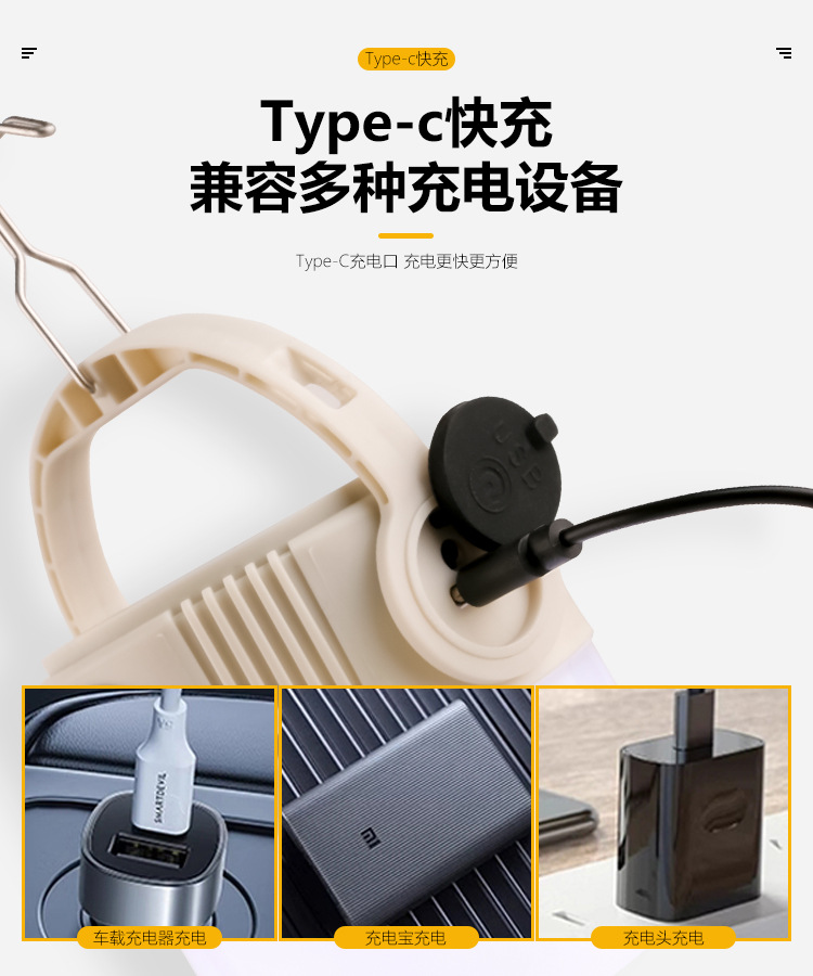 太阳能野营灯户外超亮充电手电筒露营灯泡帐篷灯照明灯夜市摆摊灯详情6