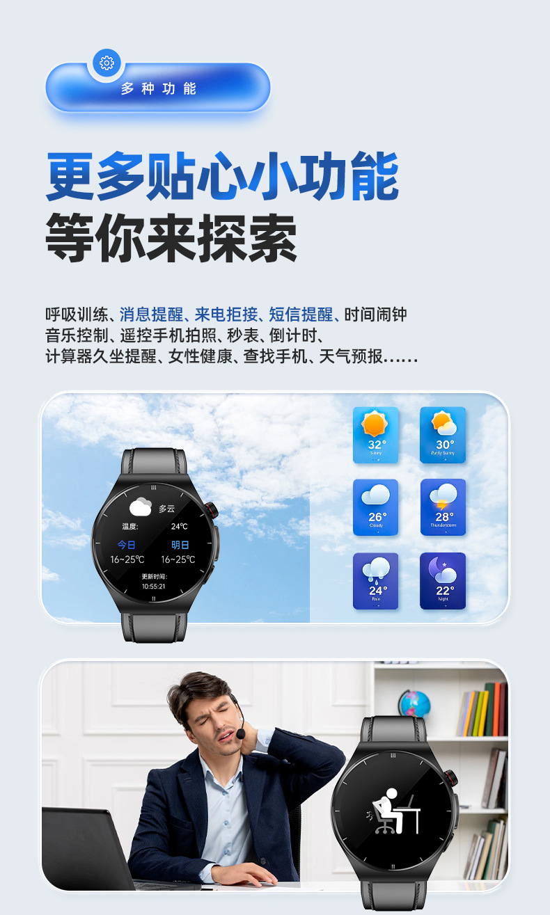 【2023 Uric Acid and Blood Sugar watch 】smart watch Lipid and Blood Pressure ECG Communication Sports Watch pic 19