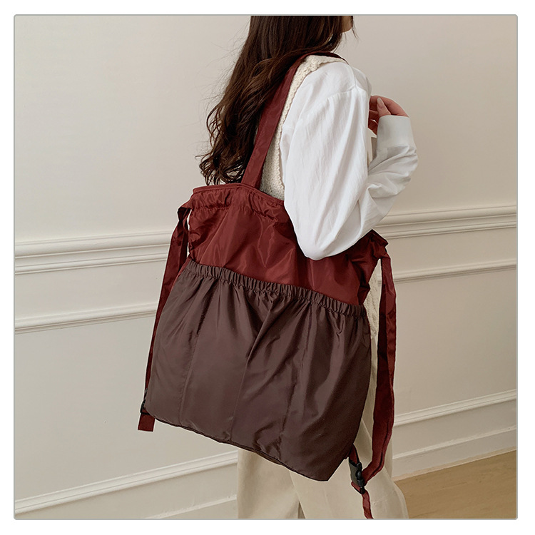 新款单肩包托特双肩折叠包手提简约通勤大容量时尚便携详情31