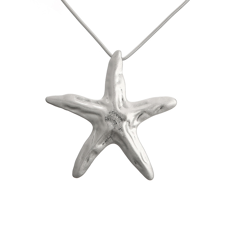 亚马逊跨境爆款饰品欧美时尚几何海星合金长女性珠宝项链毛衣链详情7