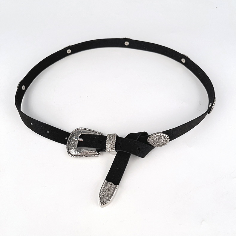 跨境欧美范针扣腰带女装饰简约百搭裤带复古时尚潮流雕花腰带配饰详情4