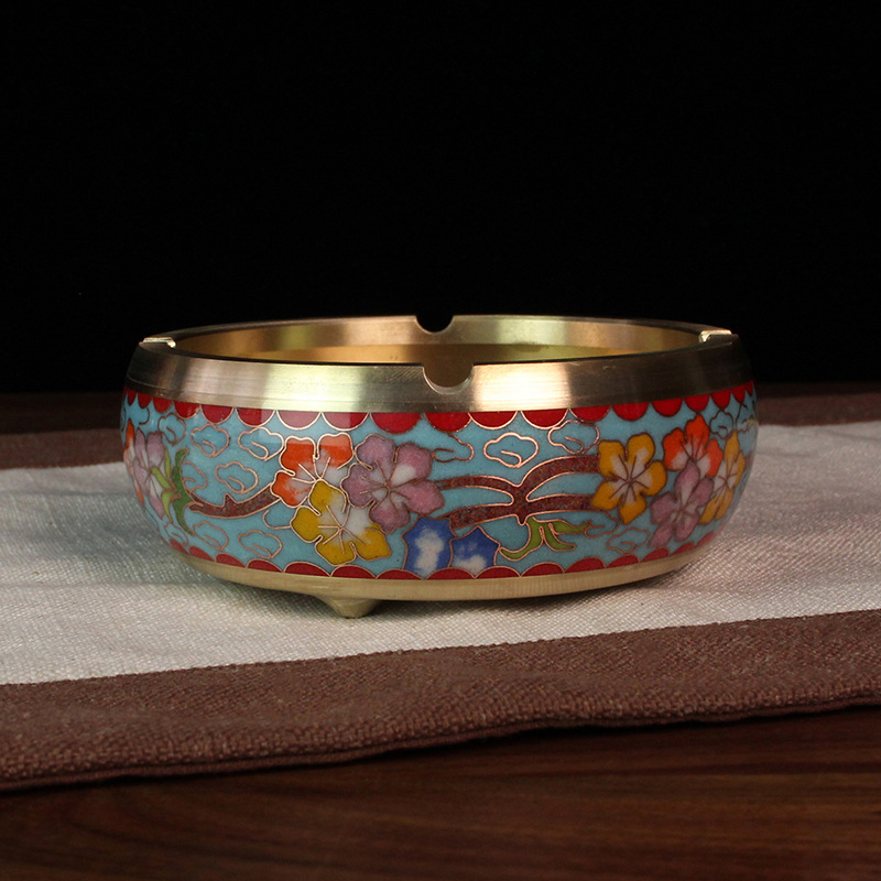 Beijing Cloisonne craft cultural gift and decorative items, traditional cast copper filigree low-temperature enamel ashtrays pic 11