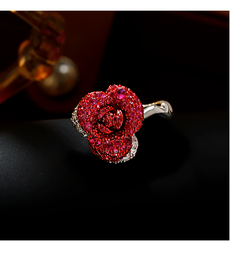 Hyacinth vintage harbor wind rojo rosa anillo moda temperamento ligero lujo superflash cien cierre anillo 2025 shake yin boom pic 2