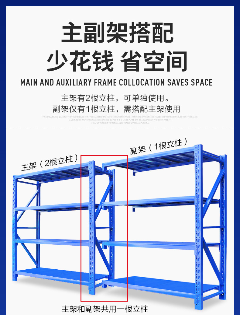 中型多层仓库货架 家用轻型储物架 铁架置物架 重型仓储货架批发 稳固耐用空间利用率高详情15