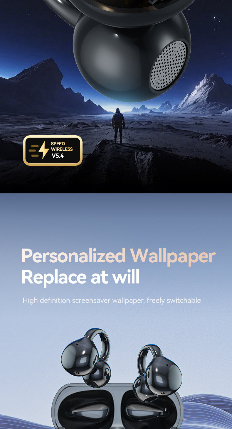 New color screen simultaneous translation Bluetooth headphones, ultra-long battery life, ear-clip wireless Bluetooth headphones with screen 5.4 factory price pic 10