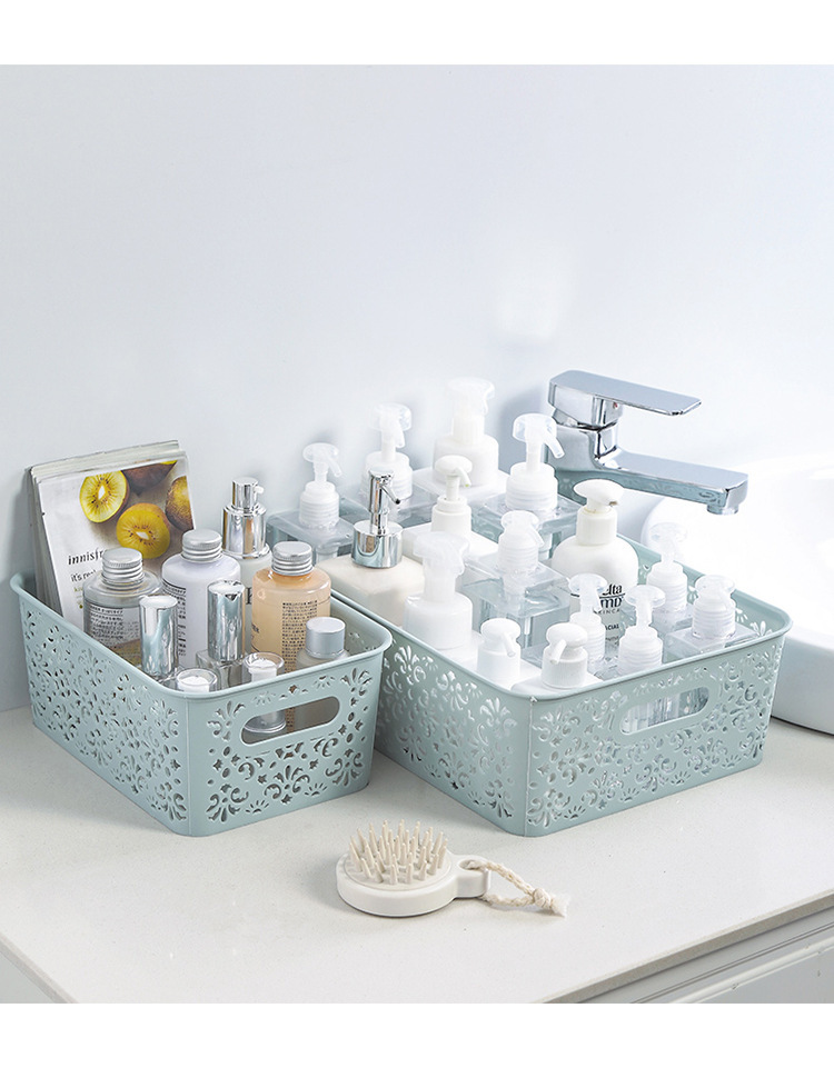 Desktop storage box, plastic cosmetics, hollowed-out drawer, office desk storage rack, desktop skin care product storage box pic 14