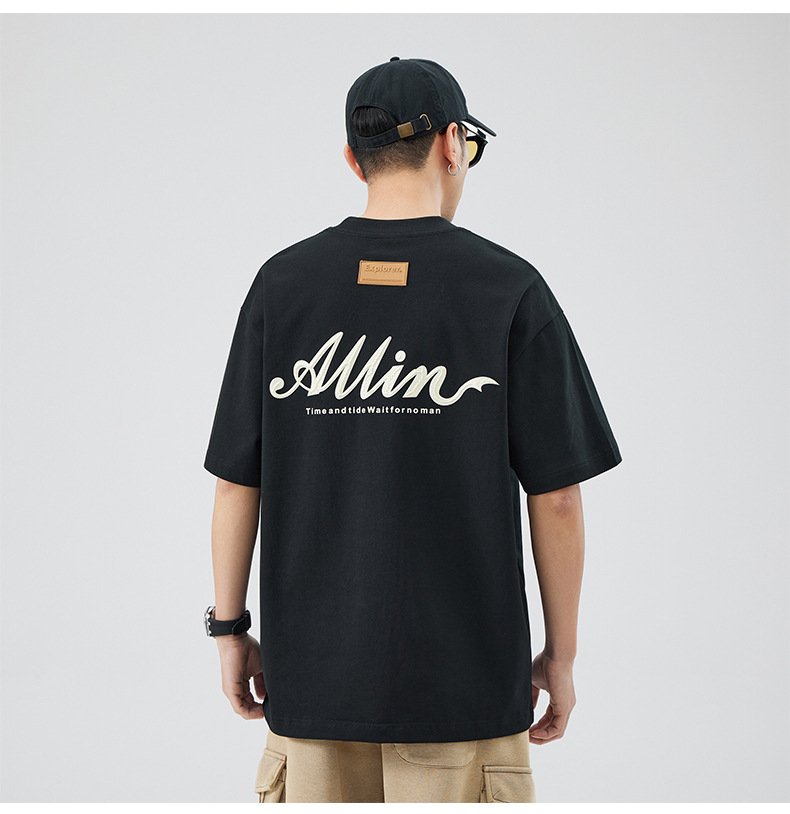 The 2025 summer new half-sleeved T-shirt for men is a trendy and versatile short-sleeved American retro printed loose round-neck T-shirt pic 17