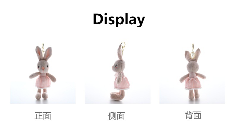 Cute and adorable dress, heart-shaped rabbit pendant, plush toy doll, cartoon bag, hanging ornament, keychain, stuffed doll pic 6