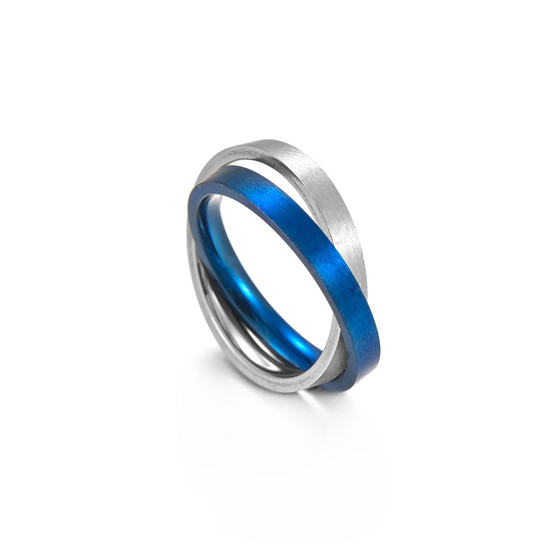 Cross-border Amazon popular jewelry supply: Two-color, two-piece titanium steel ring, vacuum electroplated in the furnace, no color fading pic 5