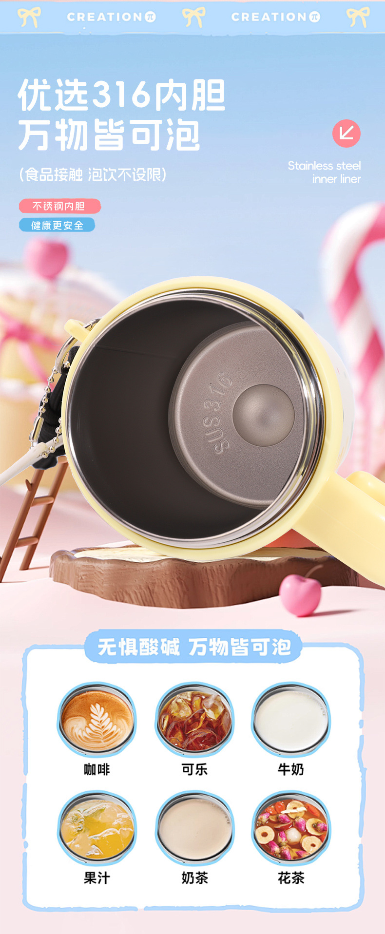 The giant insulated cup with handle, large-capacity double-drinking ice cup, high appearance level, cute water cup, and customizable logo pic 5
