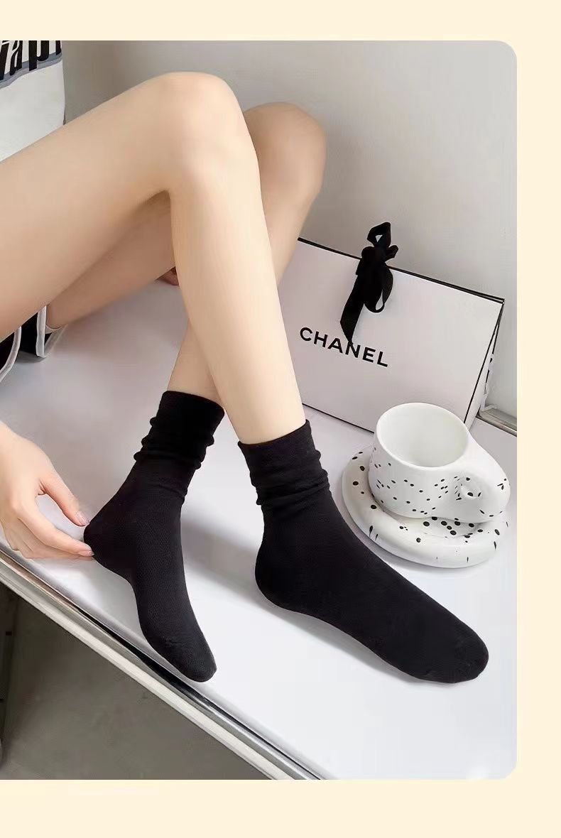 【 New Couple 4-pair Outfits 】 Spring and summer white pile socks, thin anti-odor socks, Instagram trendy boneless socks, moon long socks pic 7