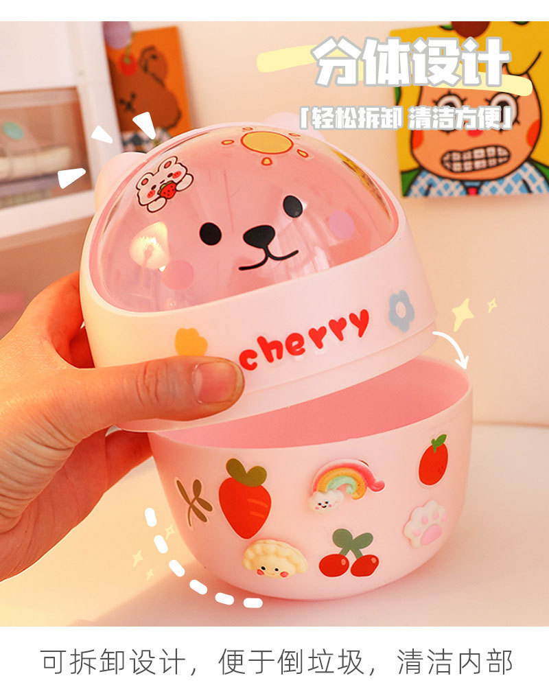 Desktop trash can, student desk storage bucket, office mini cute bear, Internet celebrity trash can, garbage bag pic 9